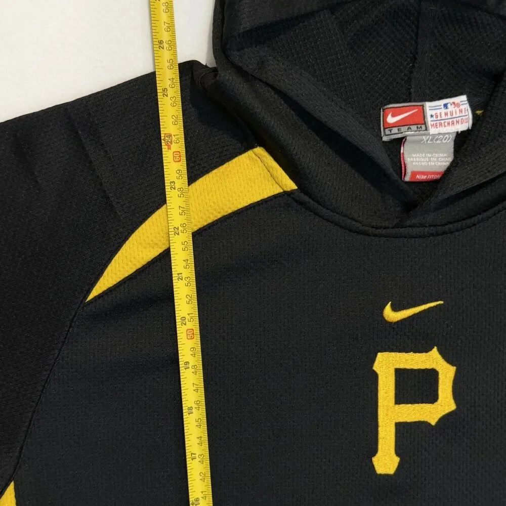 Vintage 90s Nike Pittsburgh Pirates Baseball Youth XL Hoodie Black Gold Pullover
